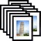 11x14 Picture Frame Set of 10, Display Pictures 8x10 With mat or 11x14 Prints Without Mat, Wall Mounting,Black